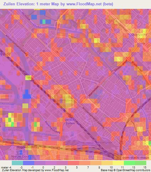 Zuilen,Netherlands Elevation Map