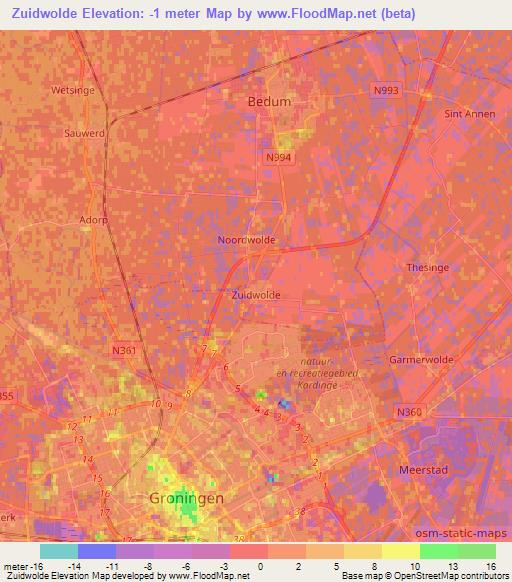 Zuidwolde,Netherlands Elevation Map