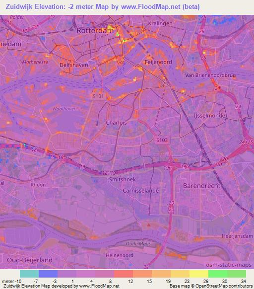 Zuidwijk,Netherlands Elevation Map