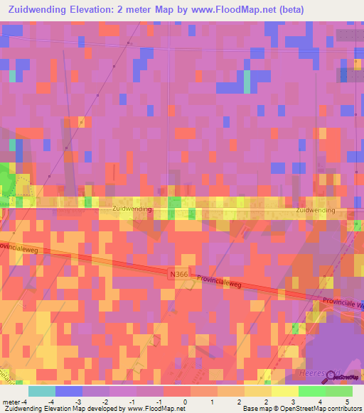 Zuidwending,Netherlands Elevation Map