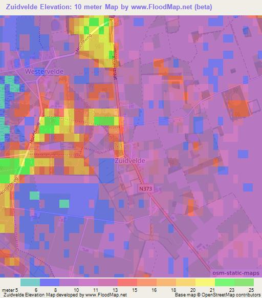 Zuidvelde,Netherlands Elevation Map