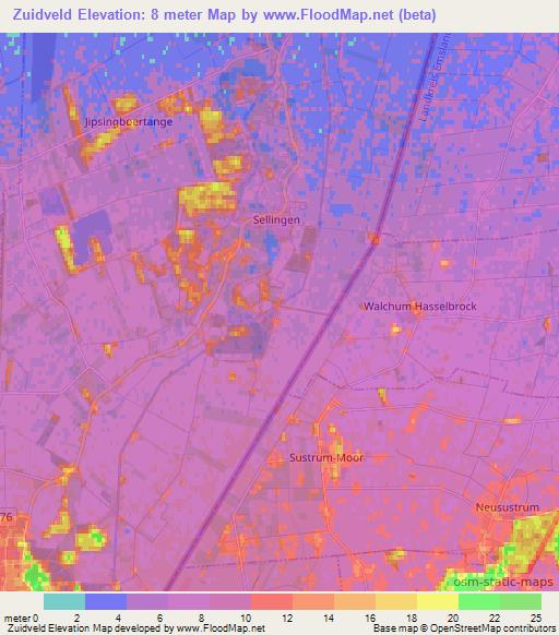 Zuidveld,Netherlands Elevation Map