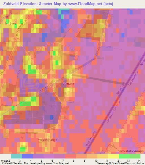 Zuidveld,Netherlands Elevation Map