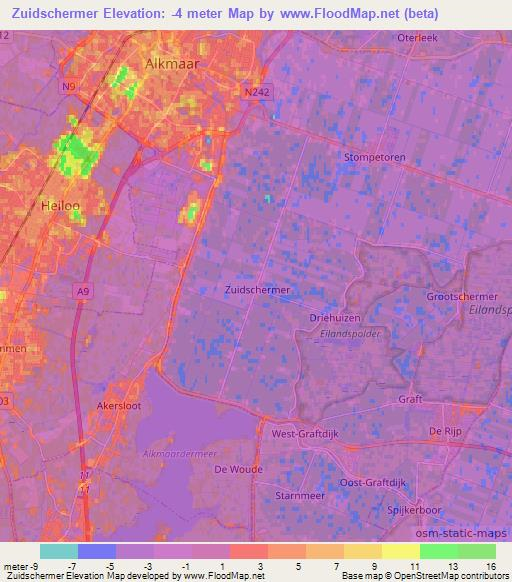 Zuidschermer,Netherlands Elevation Map