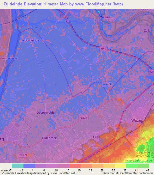 Zuideinde,Netherlands Elevation Map