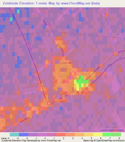 Zuideinde,Netherlands Elevation Map