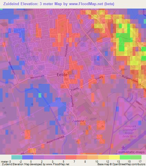 Zuideind,Netherlands Elevation Map