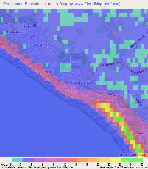 Zoutelande,Netherlands Elevation Map