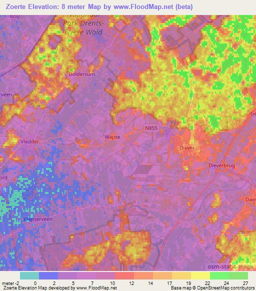 Zoerte,Netherlands Elevation Map