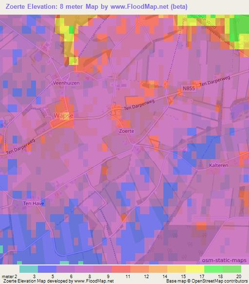 Zoerte,Netherlands Elevation Map