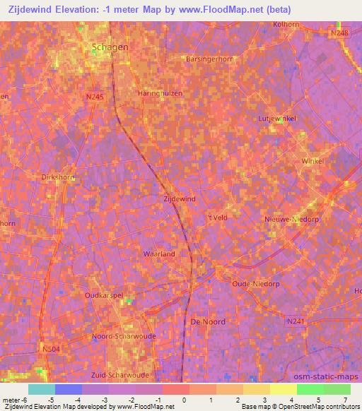 Zijdewind,Netherlands Elevation Map