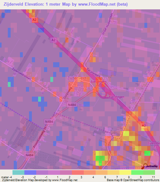 Zijderveld,Netherlands Elevation Map