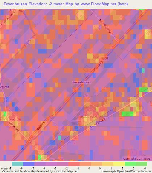 Zevenhuizen,Netherlands Elevation Map