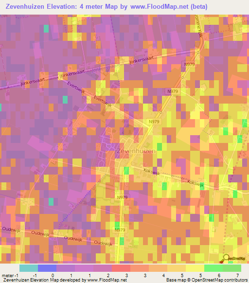 Zevenhuizen,Netherlands Elevation Map