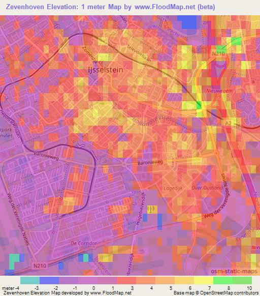 Zevenhoven,Netherlands Elevation Map