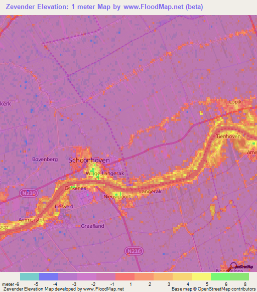 Zevender,Netherlands Elevation Map