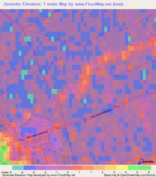 Zevender,Netherlands Elevation Map
