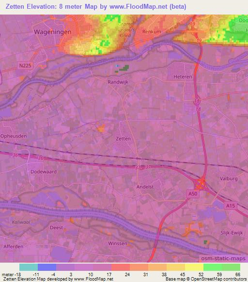 Zetten,Netherlands Elevation Map