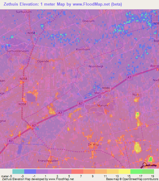 Zethuis,Netherlands Elevation Map