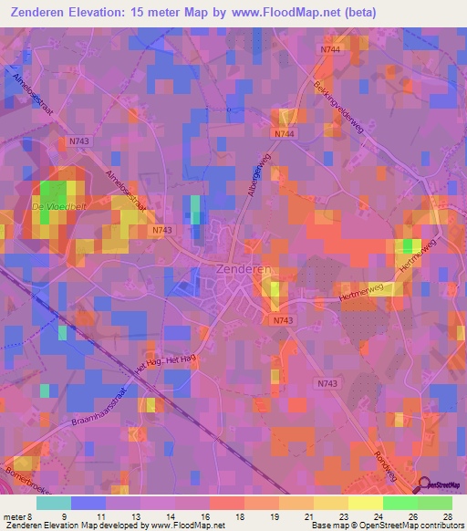 Zenderen,Netherlands Elevation Map
