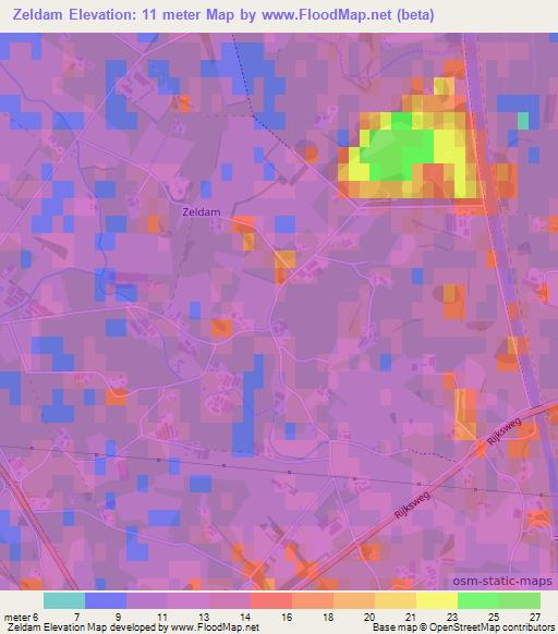 Zeldam,Netherlands Elevation Map