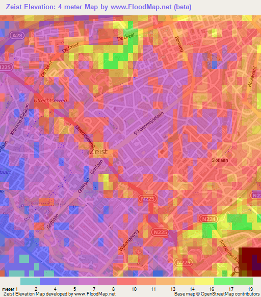 Zeist,Netherlands Elevation Map