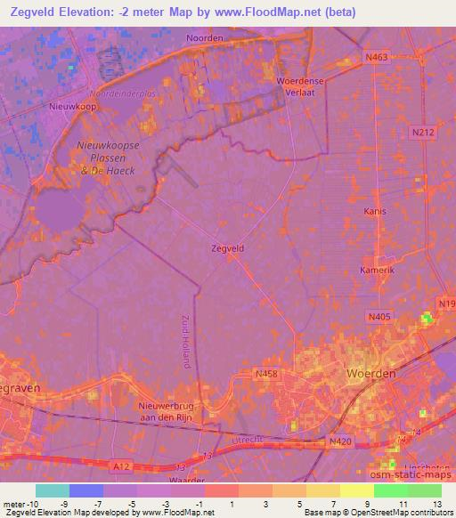 Zegveld,Netherlands Elevation Map
