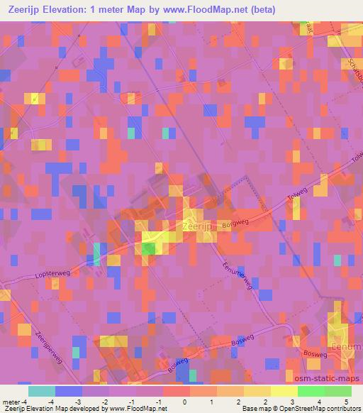 Zeerijp,Netherlands Elevation Map