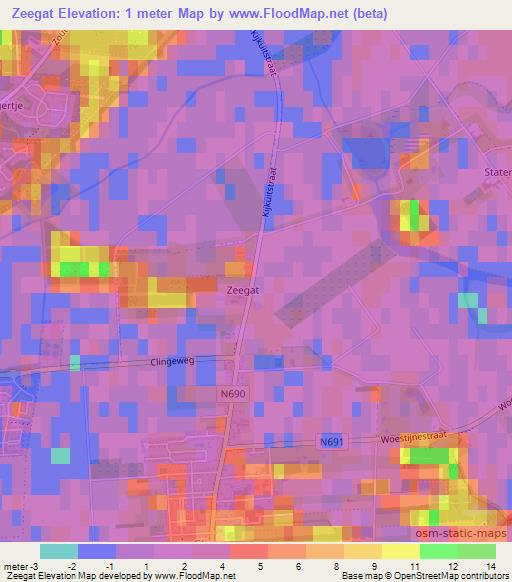 Zeegat,Netherlands Elevation Map