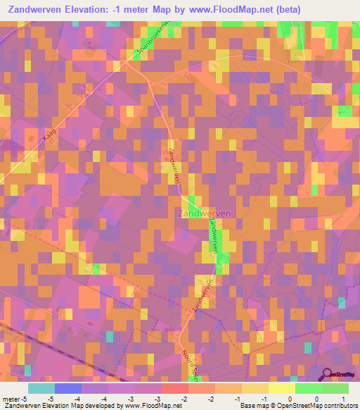 Zandwerven,Netherlands Elevation Map