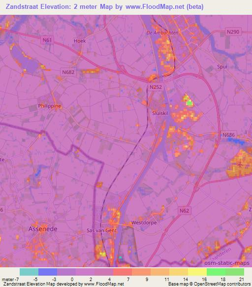 Zandstraat,Netherlands Elevation Map