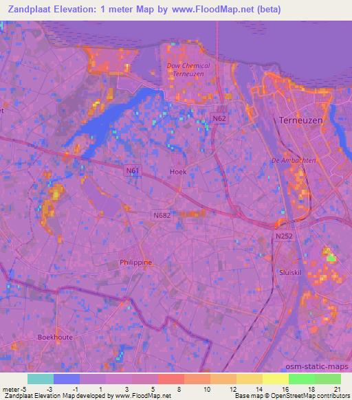 Zandplaat,Netherlands Elevation Map