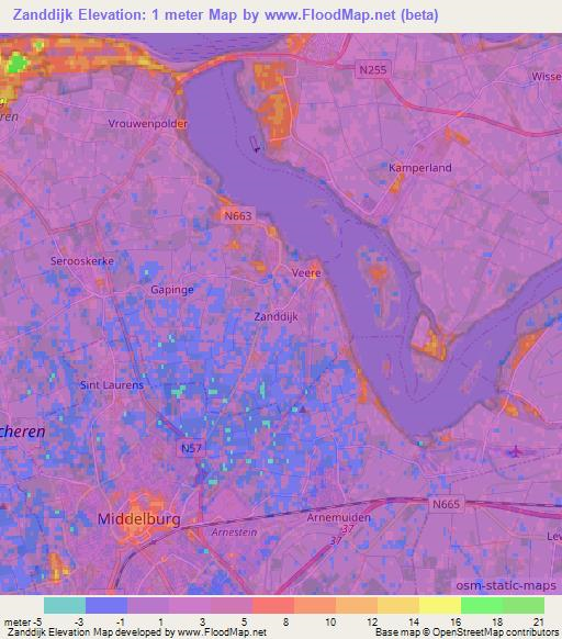 Zanddijk,Netherlands Elevation Map