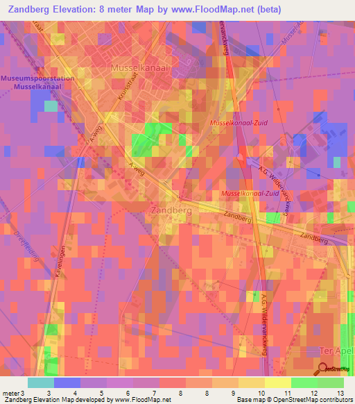 Zandberg,Netherlands Elevation Map