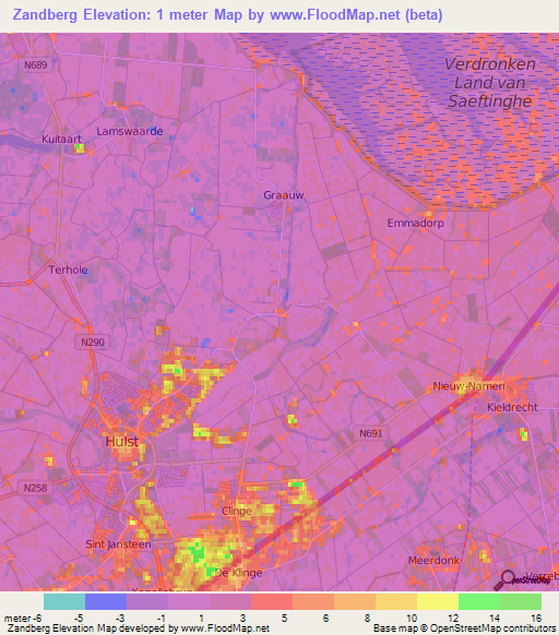 Zandberg,Netherlands Elevation Map