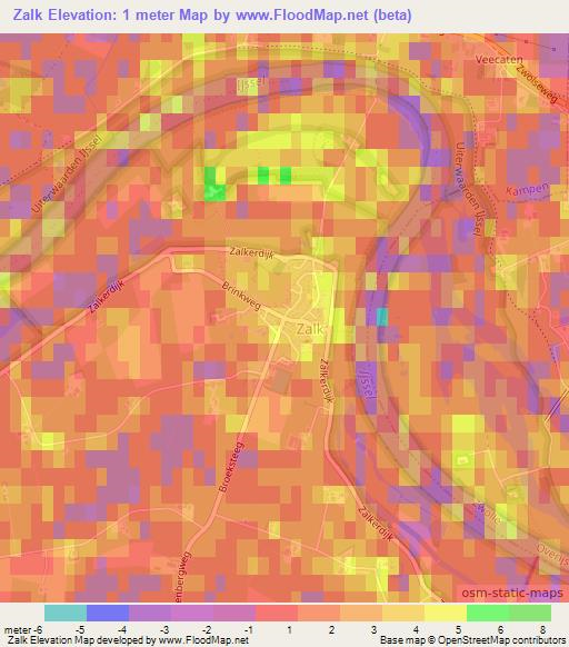 Zalk,Netherlands Elevation Map