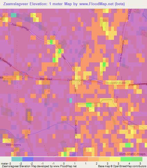 Zaamslagveer,Netherlands Elevation Map
