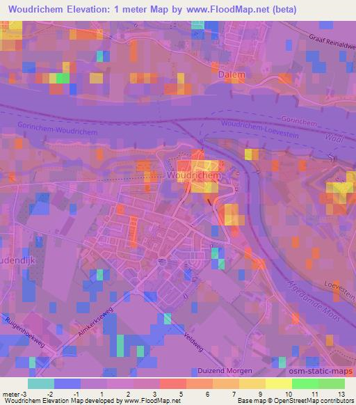Woudrichem,Netherlands Elevation Map