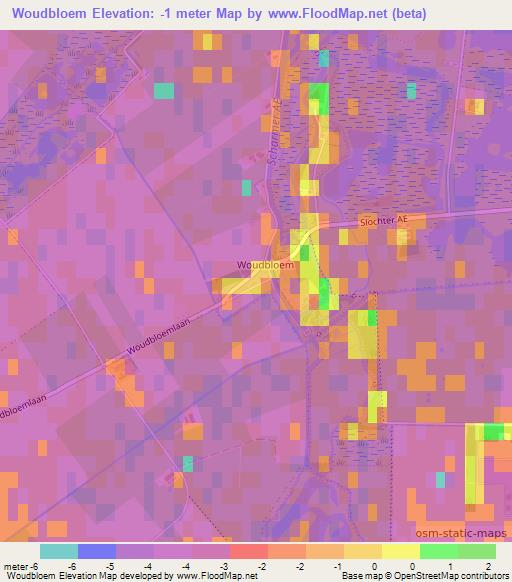 Woudbloem,Netherlands Elevation Map