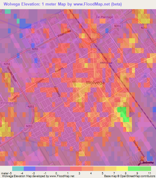 Wolvega,Netherlands Elevation Map