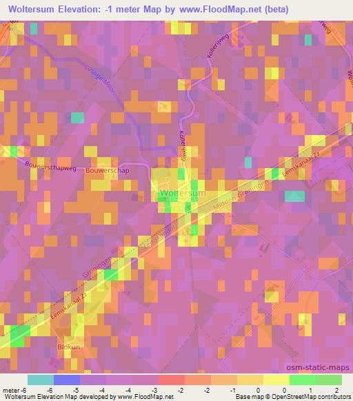 Woltersum,Netherlands Elevation Map
