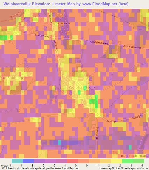 Wolphaartsdijk,Netherlands Elevation Map