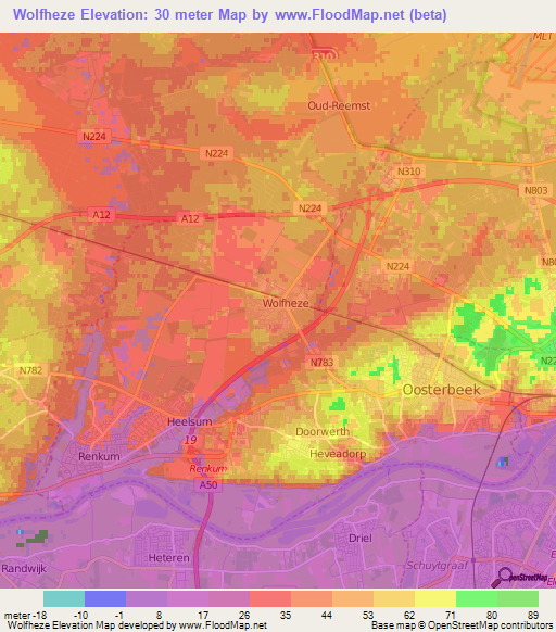 Wolfheze,Netherlands Elevation Map
