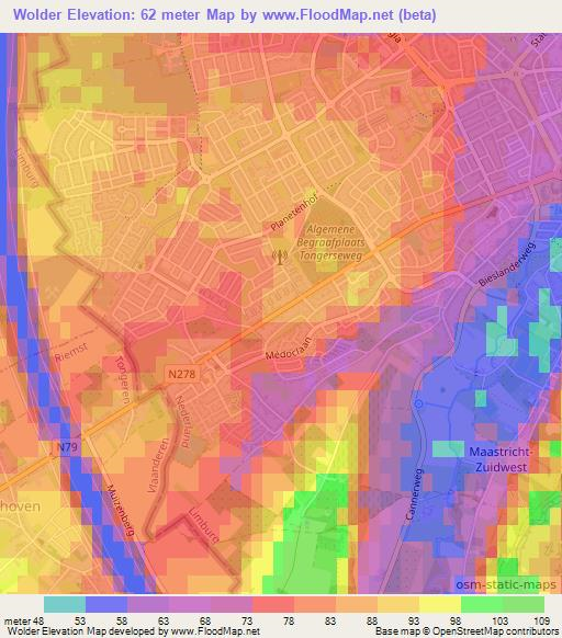 Wolder,Netherlands Elevation Map