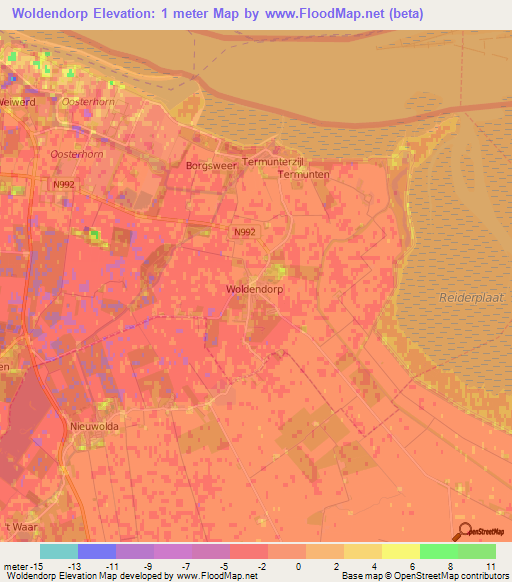 Woldendorp,Netherlands Elevation Map