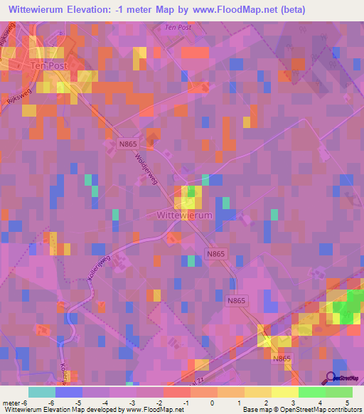 Wittewierum,Netherlands Elevation Map