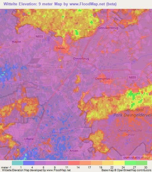 Wittelte,Netherlands Elevation Map