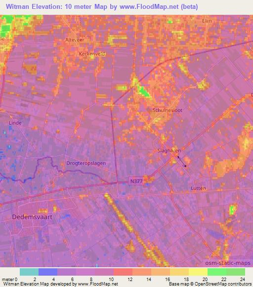 Witman,Netherlands Elevation Map