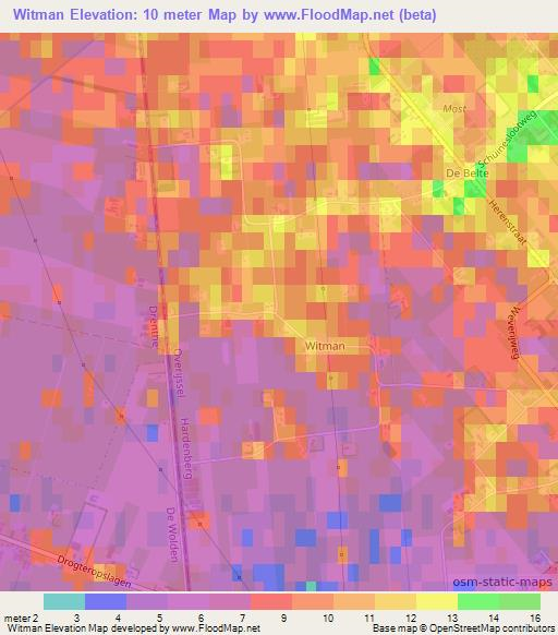 Witman,Netherlands Elevation Map