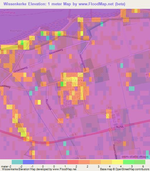 Wissenkerke,Netherlands Elevation Map